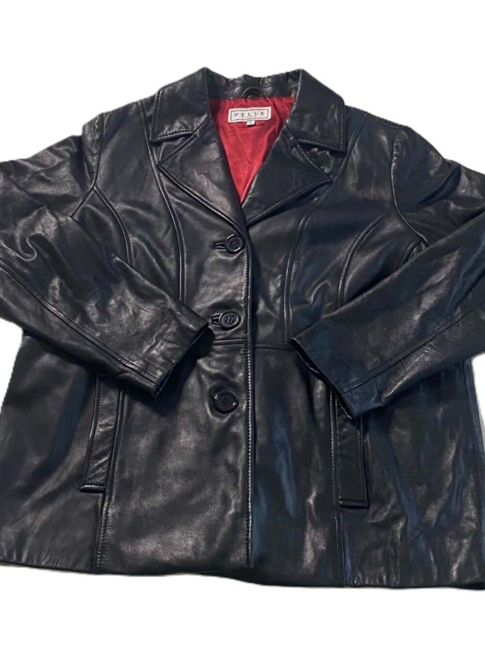 Vintage Wilsons Pelle Studio Women's Black Leather Blazer Coat Lined XL/1X
